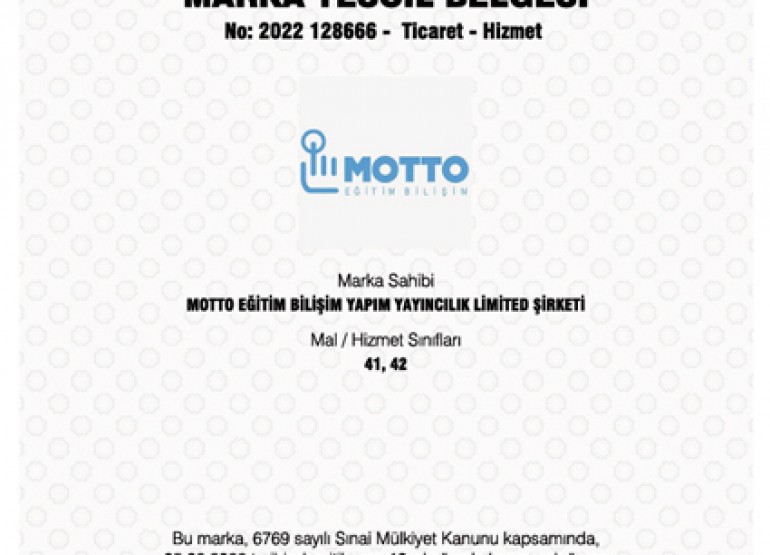 Markamız tescil edildi.